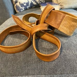 Real leather tie belt